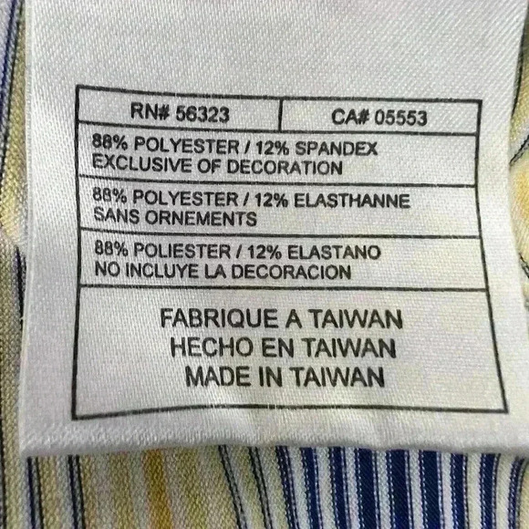 Nike‎ Golf Dri-Fit UV Striped Polo Shirt Mens Large Yellow Blue Striped Stretch - Picture 10 of 11